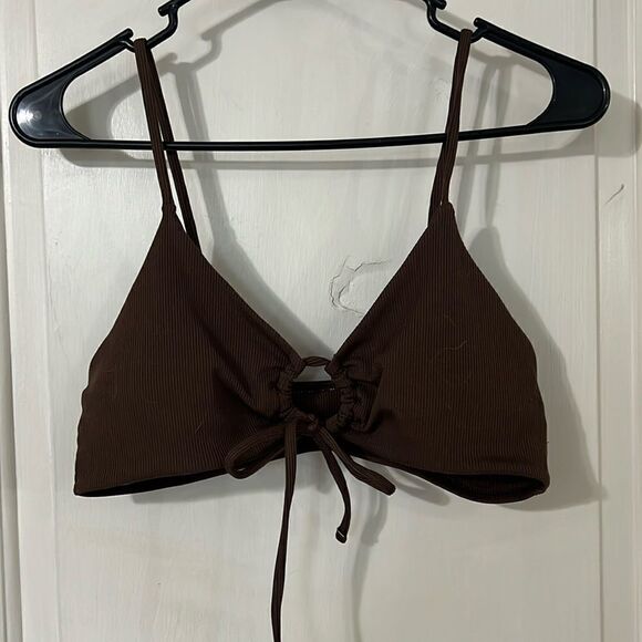Brown ribbed bathing suit top - Picture 1 of 4
